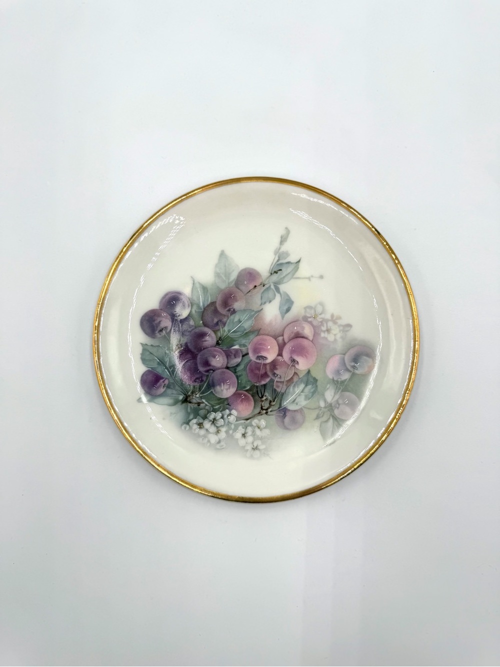 Vintage C.T. Altwasser Silesia Hand Painted Cherry Plate Gold Trim 7⅜”